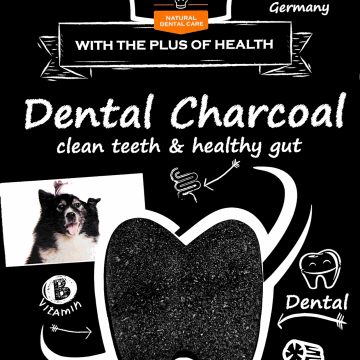 QCHEFS Papildbarība ar aktīvo ogli  Dental Charcoal suņiem 80gr.